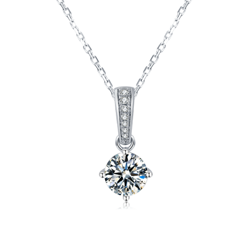 Popular Luxury  925 Sterling Silver Moissanite Diamond Pendant Women Engagement Four Prongs Large Diamond Wedding Party Necklace
